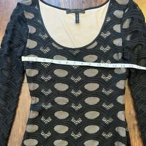 Robe Longue Manches Dentelle BCBG MAX AZRIA Tanya Noir - Taille XXS - Neuf Avec étiquettes
